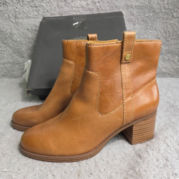 Vince Camuto Shoes - Vince Camuto Ankle Bootie Boots Distressed Leather Cognac Brown Womens‎ 9.5 NEW